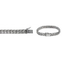 10mm Miami Cuban Curb Link Chain Bracelet with Security Clasp, 8.5" Length, Sterling Silver